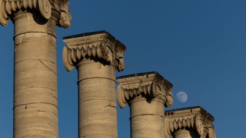 Columns against blue sky